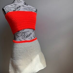 Crochet tube top| Crop top| Irregular skirt| tennis skirt